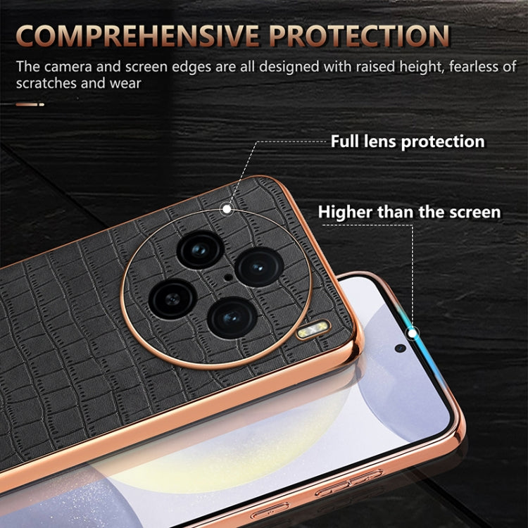 For vivo X100 Pro 5G / X100s Pro AZNS Electroplated Frame Crocodile Texture Full Coverage Phone Case(Black) - X100 Pro Cases by AZNS | Online Shopping UK | buy2fix