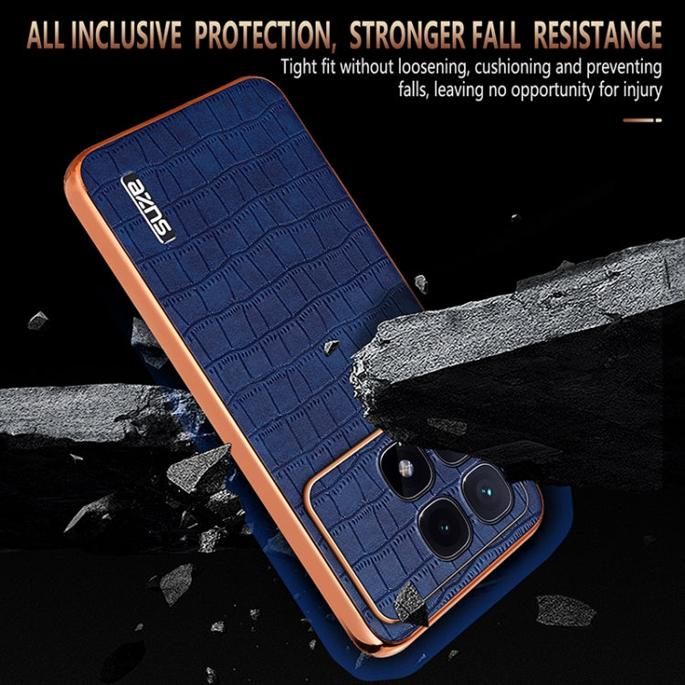 For Redmi K70 Ultra AZNS Electroplated Frame Crocodile Texture Full Coverage Phone Case(Brown) - Xiaomi Cases by AZNS | Online Shopping UK | buy2fix