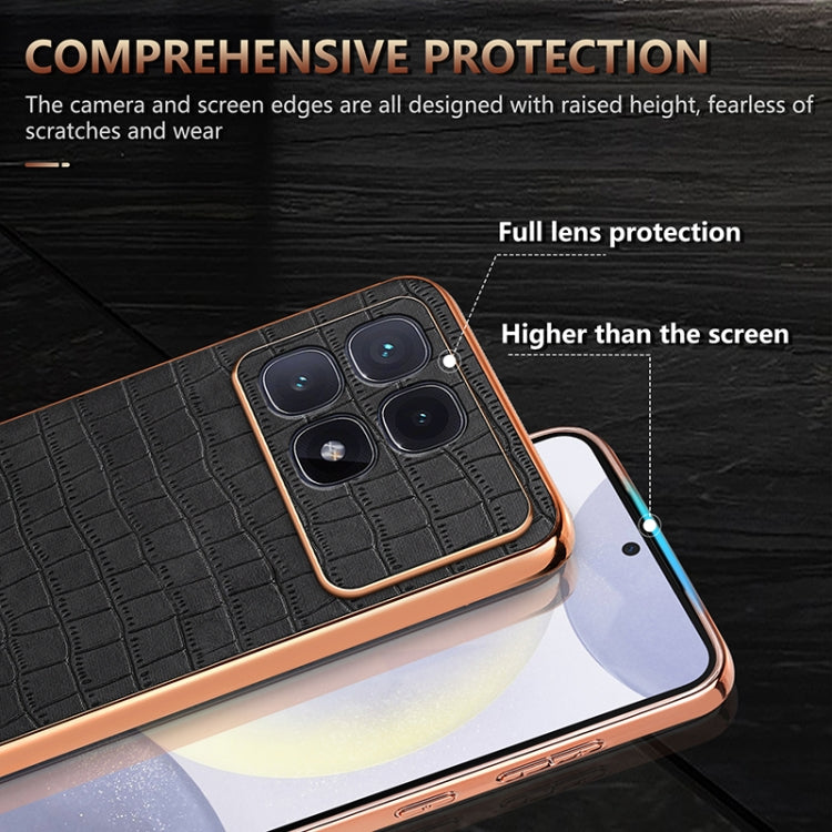 For Redmi K70 Ultra AZNS Electroplated Frame Crocodile Texture Full Coverage Phone Case(Brown) - Xiaomi Cases by AZNS | Online Shopping UK | buy2fix