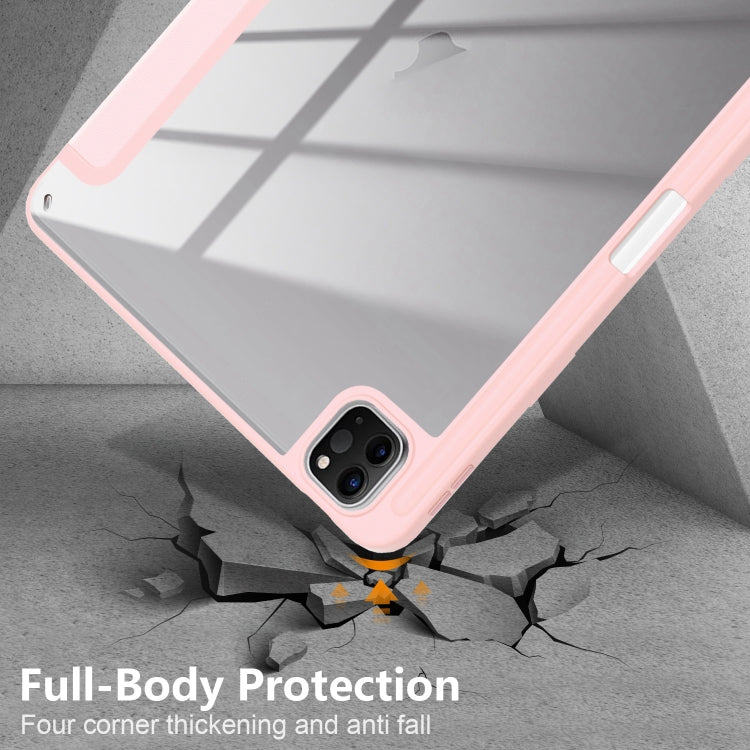 For iPad Air 11 2024 / Pro 11 2022 Acrylic 3-Fold Smart Leather Tablet Case(Pink) - iPad Air 11 2024 Cases by buy2fix | Online Shopping UK | buy2fix