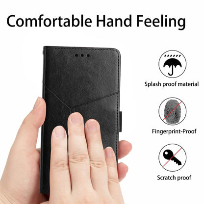 For Samsung Galaxy S25+ 5G Y-shaped Pattern Flip Leather Phone Case(Black) - Galaxy S25+ 5G Cases by buy2fix | Online Shopping UK | buy2fix