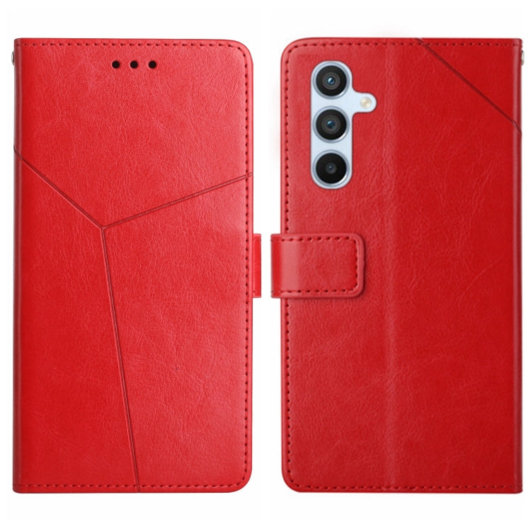 For Samsung Galaxy S25+ 5G Y-shaped Pattern Flip Leather Phone Case(Red) - Galaxy S25+ 5G Cases by buy2fix | Online Shopping UK | buy2fix