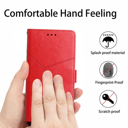 For Samsung Galaxy S25+ 5G Y-shaped Pattern Flip Leather Phone Case(Red) - Galaxy S25+ 5G Cases by buy2fix | Online Shopping UK | buy2fix