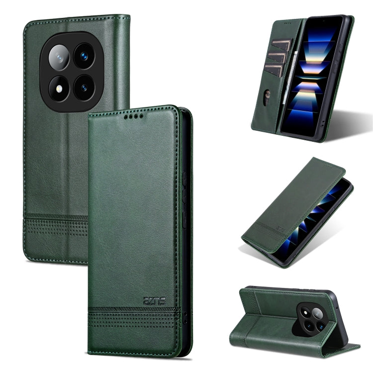 For Redmi Note 14 Pro+ 5G AZNS Magnetic Calf Texture Flip Leather Phone Case(Dark Green) - Note 14 Pro+ Cases by AZNS | Online Shopping UK | buy2fix