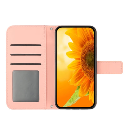 For Samsung Galaxy S25 Ultra 5G Skin Feel Sun Flower Embossed Flip Leather Phone Case with Lanyard(Pink) - Galaxy S25 Ultra 5G Cases by buy2fix | Online Shopping UK | buy2fix