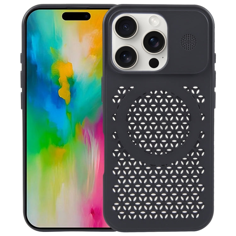 For iPhone 16 Pro Max Pure Color Honeycomb Aromatherapy MagSafe Phone Case(Black) - iPhone 16 Pro Max Cases by buy2fix | Online Shopping UK | buy2fix