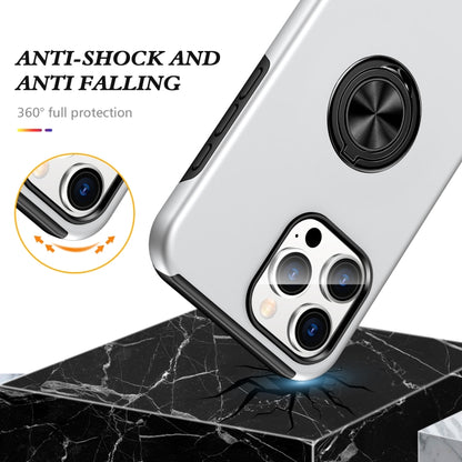 For iPhone 16 Pro Magnetic Ring Holder Phone Case(Silver) - iPhone 16 Pro Cases by buy2fix | Online Shopping UK | buy2fix