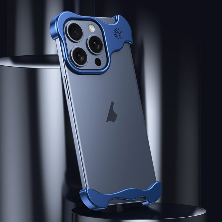 For iPhone 12 Pro Aromatherapy Alloy Frameless Phone Case(Blue) - iPhone 12 / 12 Pro Cases by buy2fix | Online Shopping UK | buy2fix