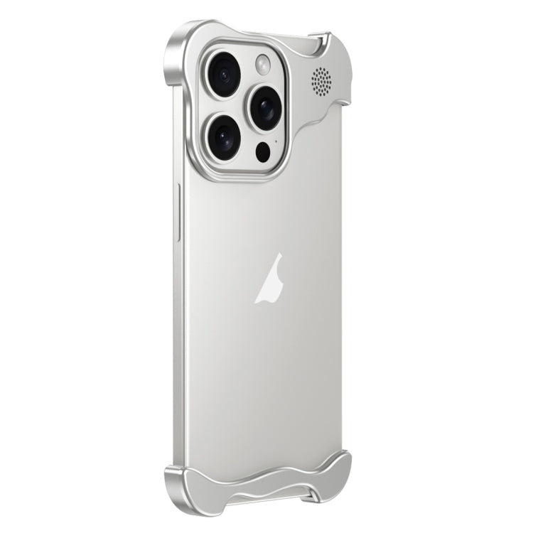 For iPhone 15 Pro Max Aromatherapy Alloy Frameless Phone Case(Silver) - iPhone 15 Pro Max Cases by buy2fix | Online Shopping UK | buy2fix