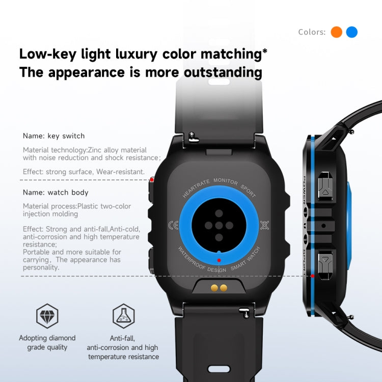 LEMFO C26 1.96 inch Sport Smart Watch, Support Bluetooth Call / Message Notification / Heart Rate / Blood Pressure Health Monitor(Orange) - Smart Watches by LEMFO | Online Shopping UK | buy2fix