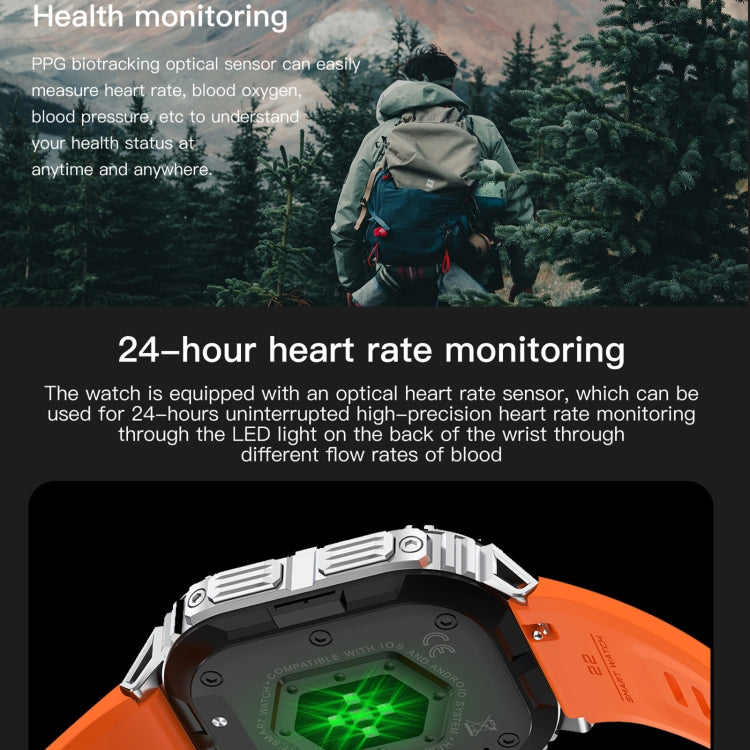 LEMFO K61 Pro 1.96 inch BT5.0 Sport Smart Watch, Support Bluetooth Call / Sleep / Blood Oxygen / Heart Rate / Blood Pressure Health Monitor(Orange) - Smart Watches by LEMFO | Online Shopping UK | buy2fix