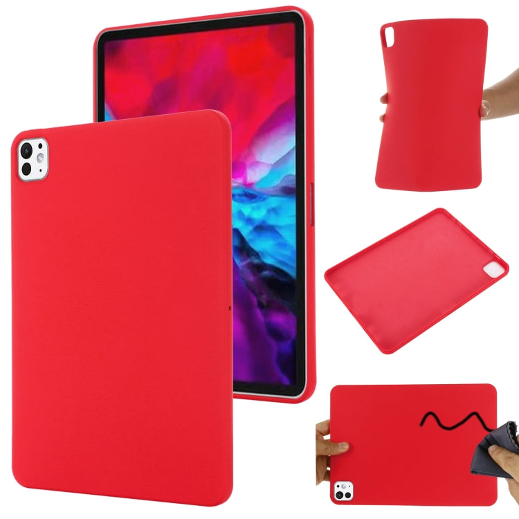 For iPad Pro 11 2024 Pure Color Liquid Silicone Shockproof Tablet Case(Red) - iPad Pro 11 2024 Cases by buy2fix | Online Shopping UK | buy2fix