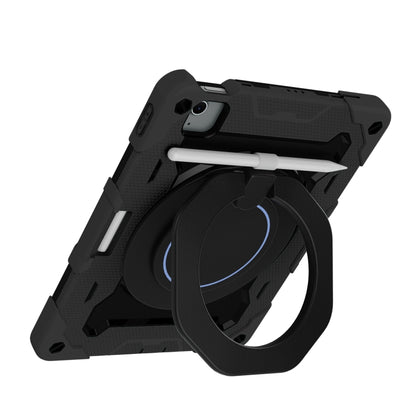 For iPad Air 11 2024 / 2025 Armor Portable Rotating Ring Holder Silicone Tablet Case with Pen Slot(Black) - iPad Air 11 2025 / 2024 Cases by buy2fix | Online Shopping UK | buy2fix