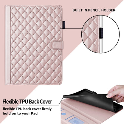 For Samsung Galaxy Tab S6 Lite 2024 Rhombus Lattice Leather Tablet Case(Rose Gold) - Tab S6 Lite P610 / P615 by buy2fix | Online Shopping UK | buy2fix