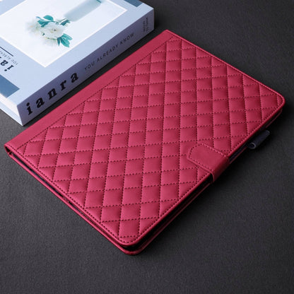 For Samsung Galaxy Tab S9 FE+ / S9+ Rhombus Lattice Leather Tablet Case(Red) - Galaxy Tab S9 FE+ by buy2fix | Online Shopping UK | buy2fix