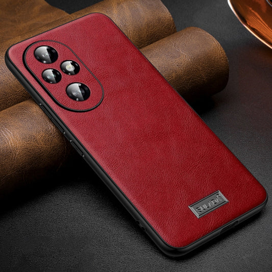 For Honor 200 Pro SULADA Shockproof TPU + Handmade Leather Phone Case(Red) - Honor Cases by SULADA | Online Shopping UK | buy2fix