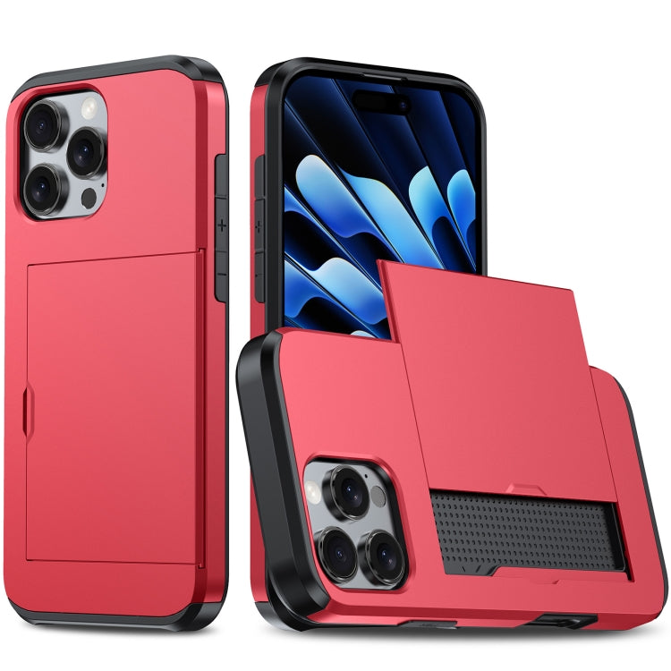 For iPhone 16 Pro Shockproof Armor Phone Case with Card Slot(Red) - iPhone 16 Pro Cases by buy2fix | Online Shopping UK | buy2fix