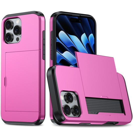 For iPhone 16 Pro Max Shockproof Armor Phone Case with Card Slot(Rose Red) - iPhone 16 Pro Max Cases by buy2fix | Online Shopping UK | buy2fix