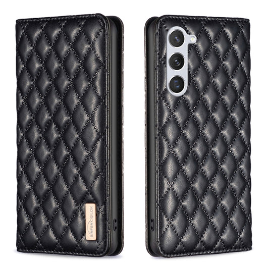 For Samsung Galaxy S25 5G Diamond Lattice Magnetic Leather Flip Phone Case(Black) - Galaxy S25 5G Cases by buy2fix | Online Shopping UK | buy2fix