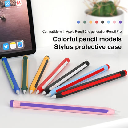 For Apple Pencil 2 / Pencil Pro Colorful Pencil Style Stylus Silicone Protective Case(Blue Red) - Pencil Accessories by buy2fix | Online Shopping UK | buy2fix