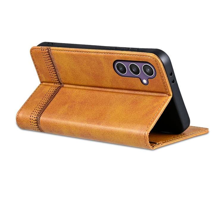 For Samsung Galaxy S24 FE 5G AZNS Magnetic Calf Texture Flip Leather Phone Case(Light Brown) - Galaxy S24 FE 5G Cases by AZNS | Online Shopping UK | buy2fix