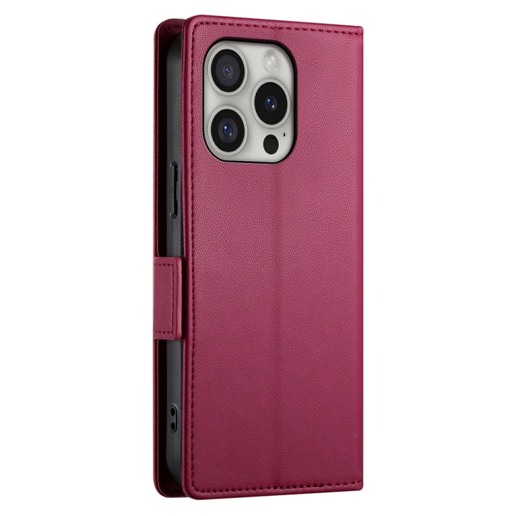 For iPhone 16 Pro Side Buckle Magnetic Frosted Leather Phone Case(Wine Red) - iPhone 16 Pro Cases by buy2fix | Online Shopping UK | buy2fix