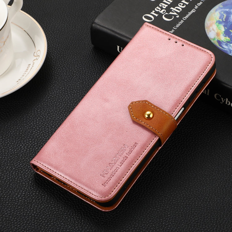 For Samsung Galaxy S25 Ultra 5G KHAZNEH Dual-color Cowhide Texture Flip Leather Phone Case(Rose Gold) - Galaxy S25 Ultra 5G Cases by buy2fix | Online Shopping UK | buy2fix