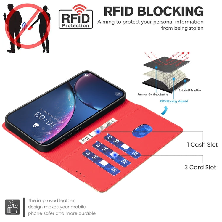 For iPhone SE 2024 Color Matching RFID Anti-theft Leather Phone Case(Red) - More iPhone Cases by buy2fix | Online Shopping UK | buy2fix