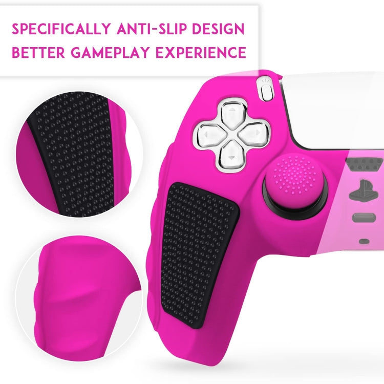 For Sony PS5 Splicing Color Silicone Gamepad Protective Case without Rocker Caps(Pink Black) - Cases by buy2fix | Online Shopping UK | buy2fix