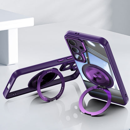 For Samsung Galaxy S25+ 5G 360 Holder MagSafe Acrylic Hybrid TPU Phone Case(Purple) - Galaxy S25+ 5G Cases by buy2fix | Online Shopping UK | buy2fix