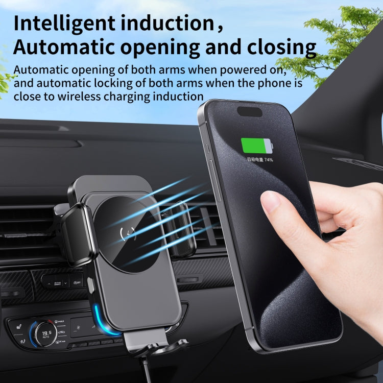 M7 Intelligent Sensing Fast Wireless Charging Car Holder(Black) - Wireless Charger Holders by buy2fix | Online Shopping UK | buy2fix