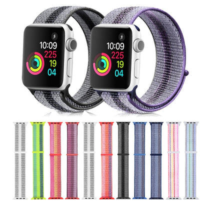 For Apple Watch Ultra 49mm / Series 8&7 45mm / SE 2&6&SE&5&4 44mm / 3&2&1 42mm Nylon Loop Watch Band(Striped Blue) - Watch Bands by buy2fix | Online Shopping UK | buy2fix