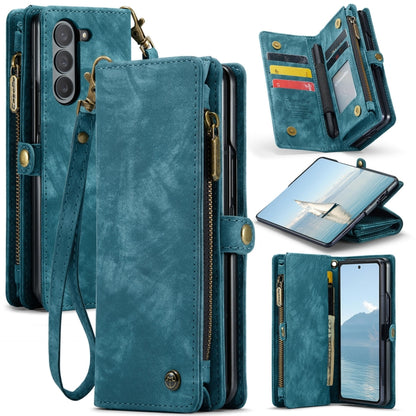 For Samsung Galaxy Z Fold6 5G CaseMe 008 Multifunctional Zipper Wallet Leather Phone Case with Lanyard(Blue) - Galaxy Z Fold6 5G Cases by CaseMe | Online Shopping UK | buy2fix