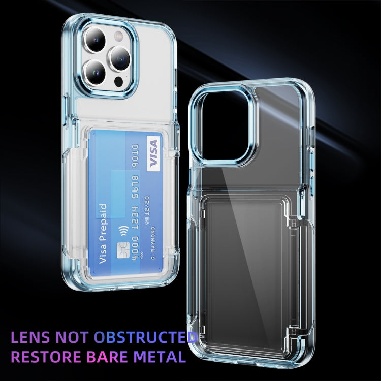 For iPhone 16 Pro Card Holder Acrylic Hybrid TPU Phone Case(Transparent Blue) - iPhone 16 Pro Cases by buy2fix | Online Shopping UK | buy2fix