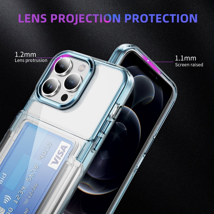 For iPhone 16 Pro Card Holder Acrylic Hybrid TPU Phone Case(Transparent Blue) - iPhone 16 Pro Cases by buy2fix | Online Shopping UK | buy2fix