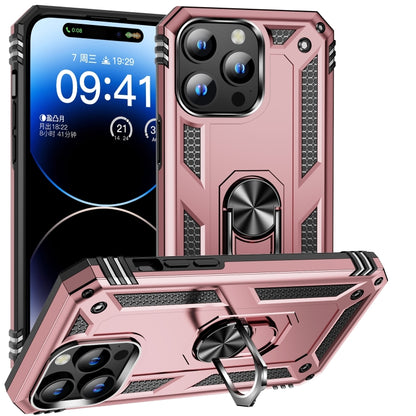 For iPhone 16 Pro Max Shockproof TPU Hybrid PC Phone Case with Holder(Rose Gold) - iPhone 16 Pro Max Cases by buy2fix | Online Shopping UK | buy2fix