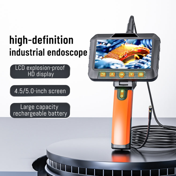 T27 5 inch IPS Color Screen 5.5mm Dual Camera Handheld Hard Cable HD Industrial Endoscope, Length:3.5m(Orange Black) -  by buy2fix | Online Shopping UK | buy2fix