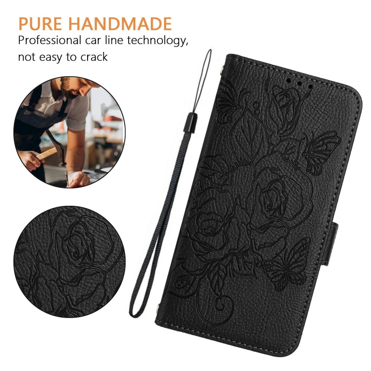 For Samsung Galaxy S25 Ultra 5G Embossed Rose RFID Anti-theft Leather Phone Case(Black) - Galaxy S25 Ultra 5G Cases by buy2fix | Online Shopping UK | buy2fix