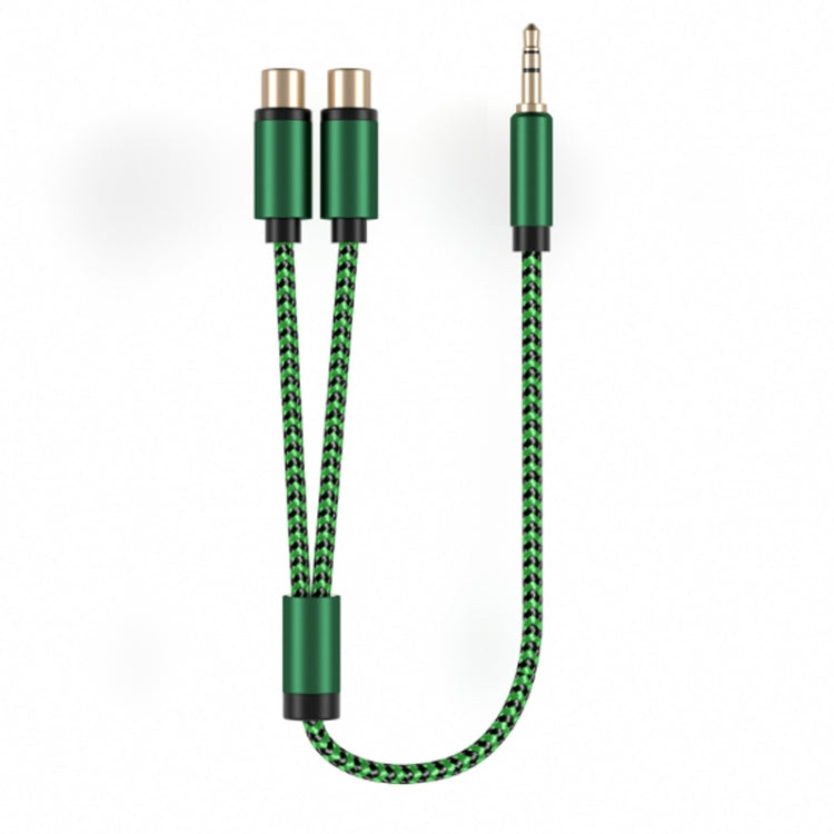 3.5mm Male to 2 RCA Female Audio Cable Amplifier Connector, Length:2m(Green) - RCA Cable by buy2fix | Online Shopping UK | buy2fix