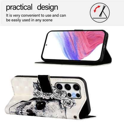 For Samsung Galaxy S25 Ultra 5G 3D Painting Horizontal Flip Leather Phone Case(Skull) - Galaxy S25 Ultra 5G Cases by buy2fix | Online Shopping UK | buy2fix