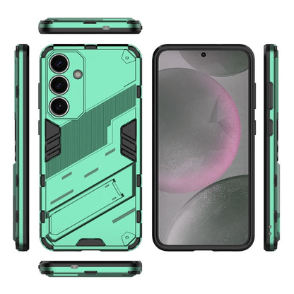 For Samsung Galaxy S25+ 5G Punk Armor 2 in 1 PC + TPU Shockproof Phone Case with Invisible Holder(Green) - Galaxy S25+ 5G Cases by buy2fix | Online Shopping UK | buy2fix