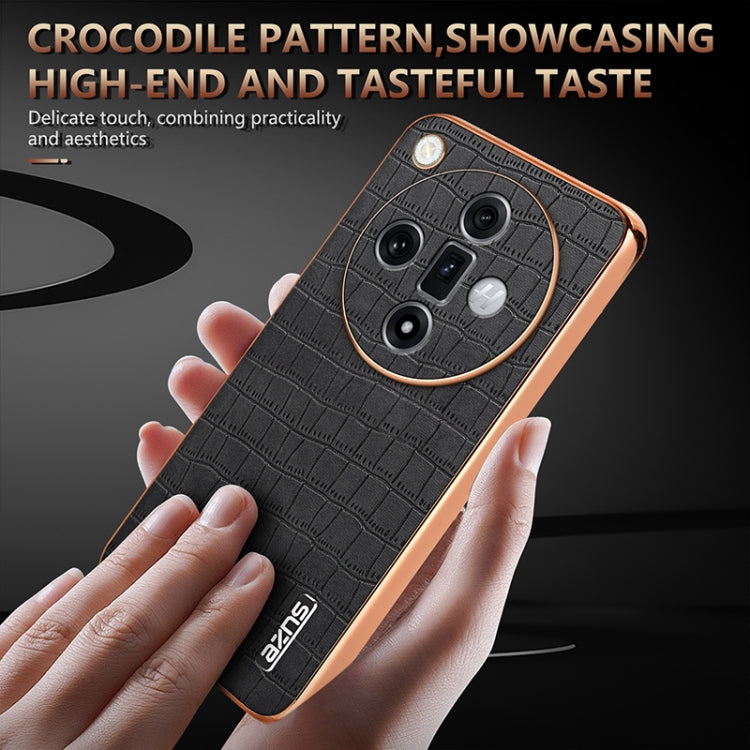 For OPPO Find X7 AZNS Electroplated Frame Crocodile Texture Full Coverage Phone Case(Brown) - OPPO Cases by AZNS | Online Shopping UK | buy2fix