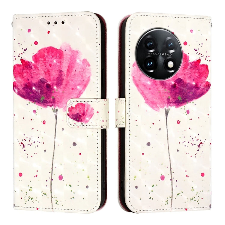 For OnePlus 11 3D Painting Horizontal Flip Leather Phone Case(Flower) - OnePlus Cases by buy2fix | Online Shopping UK | buy2fix