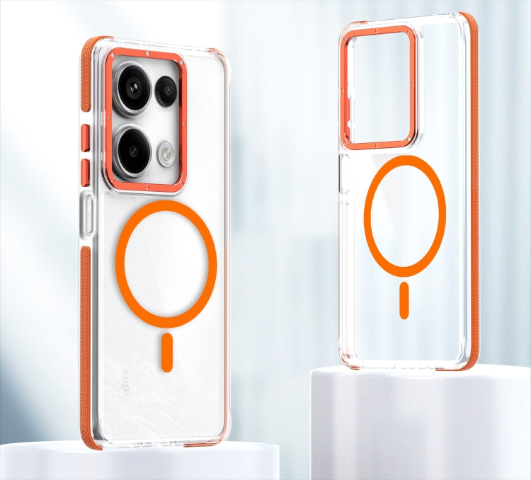 For Xiaomi Redmi Note 13 Pro 4G Dual-Color Clear Acrylic Hybrid TPU MagSafe Phone Case(Orange) - Note 13 Pro Cases by buy2fix | Online Shopping UK | buy2fix