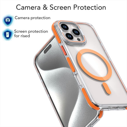 For iPhone 16 Pro Dual-Color Clear Acrylic Hybrid TPU Lens Flip Holder MagSafe Phone Case(Blue) - iPhone 16 Pro Cases by buy2fix | Online Shopping UK | buy2fix