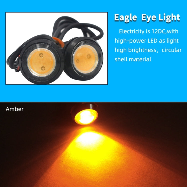 10pcs 23mm 1.5W DC12V Motorcycle Eagle Eye Light Double Lens Strobe Light(Yellow Light) - Eagle Eye Lights by buy2fix | Online Shopping UK | buy2fix