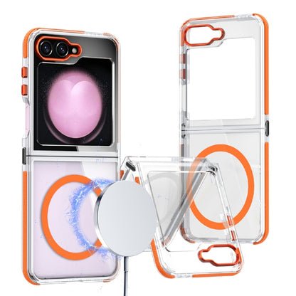 For Samsung Galaxy Z Flip6 Dual-Color Clear Acrylic Hybrid TPU MagSafe Phone Case(Orange) - Galaxy Z Flip6 5G Cases by buy2fix | Online Shopping UK | buy2fix