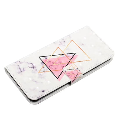 For Samsung Galaxy S25 5G Oil Embossed 3D Drawing Leather Phone Case(Triangular Marble) - Galaxy S25 5G Cases by buy2fix | Online Shopping UK | buy2fix