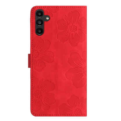 For Samsung Galaxy S25 5G Flower Embossing Pattern Leather Phone Case(Red) - Galaxy S25 5G Cases by buy2fix | Online Shopping UK | buy2fix