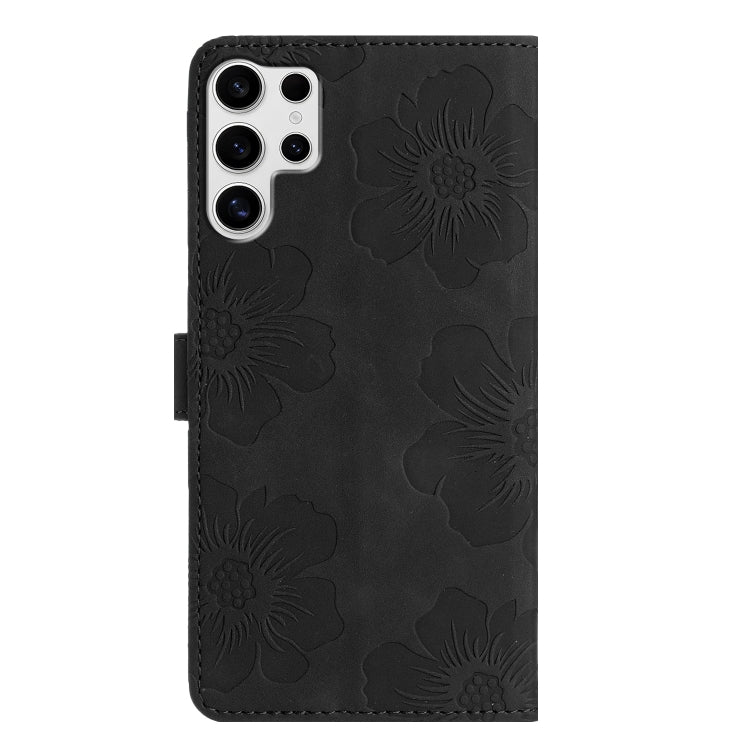 For Samsung Galaxy S25 Ultra 5G Flower Embossing Pattern Leather Phone Case(Black) - Galaxy S25 Ultra 5G Cases by buy2fix | Online Shopping UK | buy2fix